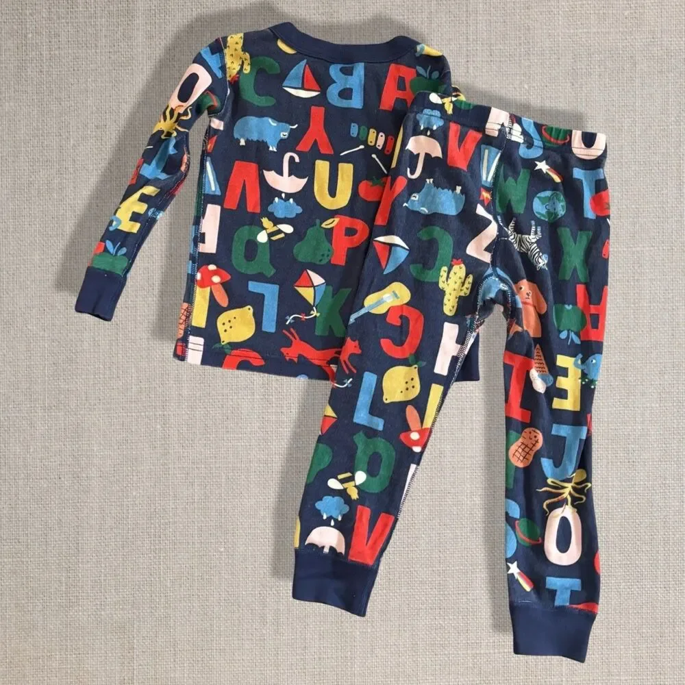 Hanna Andersson Alphabet ABC Organic Cotton Pajama Set Navy 3T Boys Girls